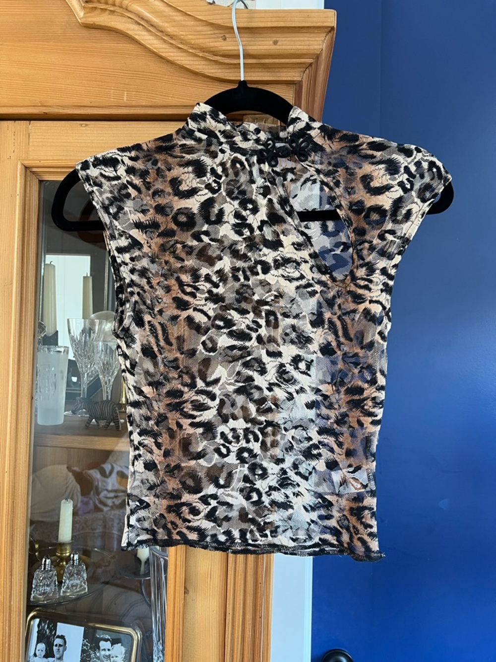 Are you am I Bibi Leopard Print Mock Neck Top - Brown/Black